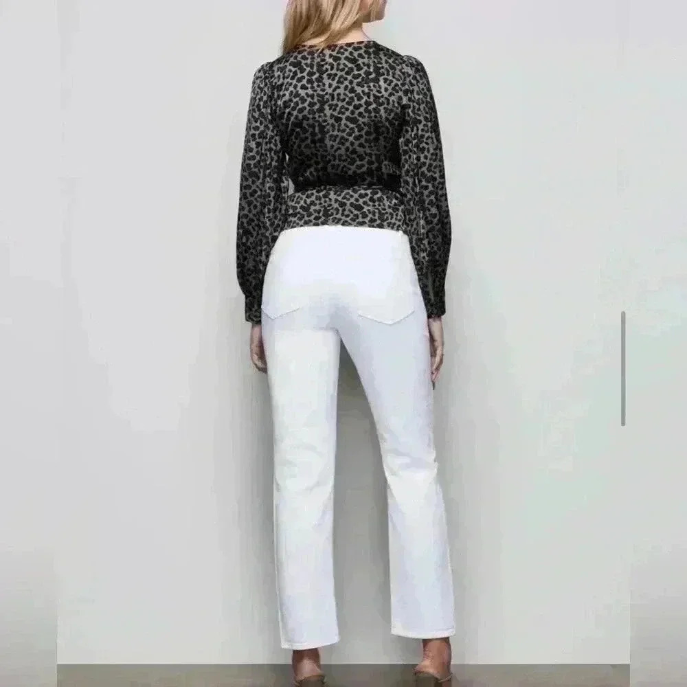Good American The Leopard Wrap Top Size 2 - Picture 3 of 4